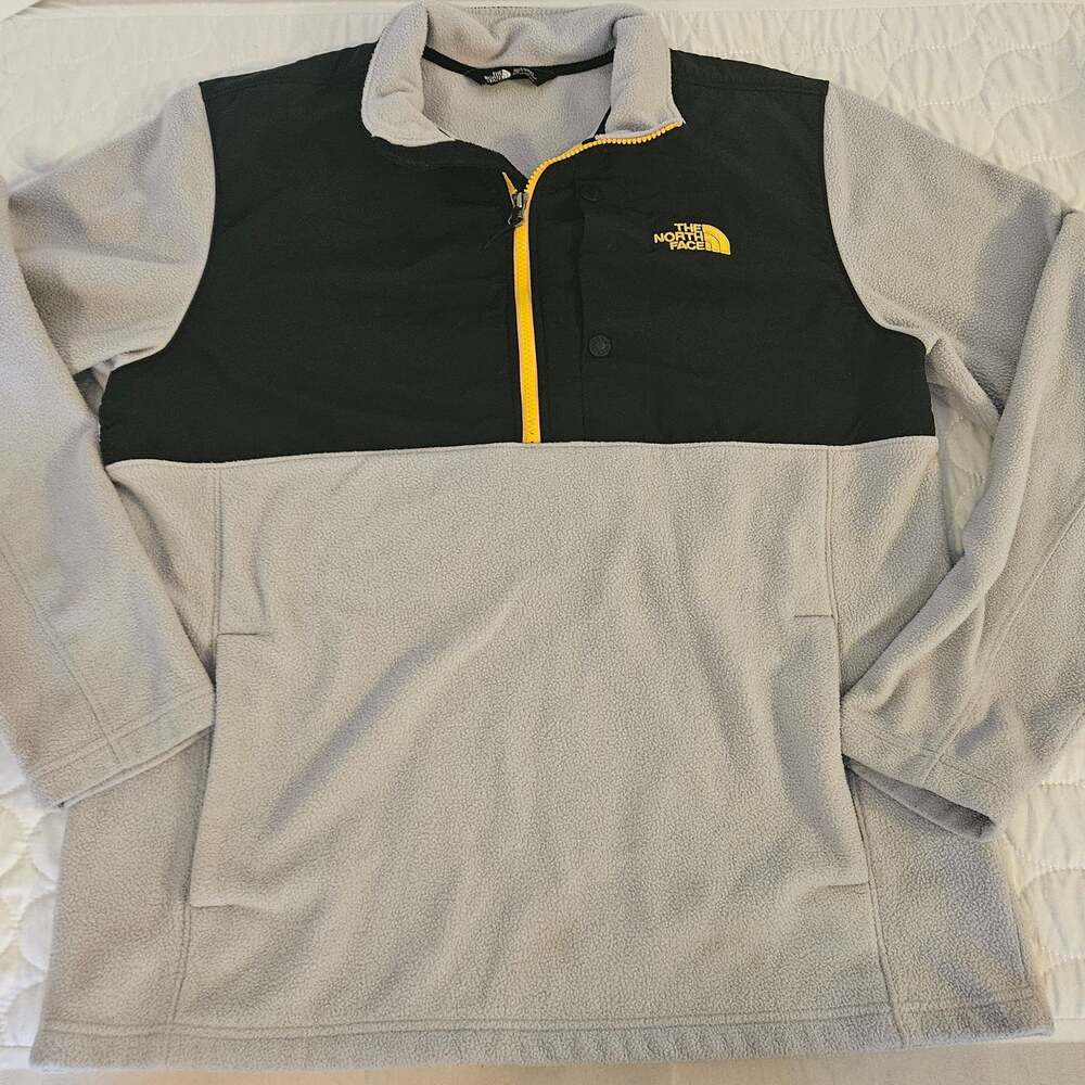 The North Face Men's Gray Black Fleece 1/4 Zip Pullover Jacket Size L